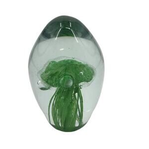 SPI Home Art Glass Jellyfish Glow in the Dark 3" x 5" Paperweight Handblown